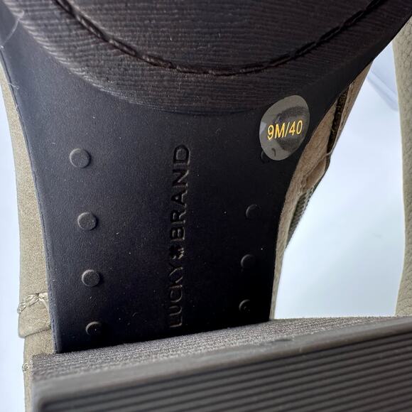 Lucky Brand Bellita Heeled Leather Ankle Bootie Block Heel Taupe Womens Size US9 - Picture 12 of 13